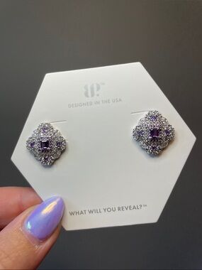 Bomb Party "Echoes in Bliss" ER86799 Amethyst on Rhodium $110 MSRP